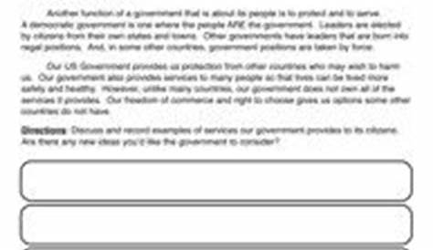 government principles 2nd grade worksheet