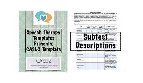 CASL-2 Template | Speech Therapy Assessment by Speech Therapy Templates
