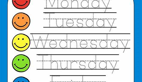 Printable Days of the Week Worksheet Traceable Worksheet | Etsy