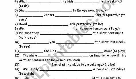 English worksheets: Verb tenses