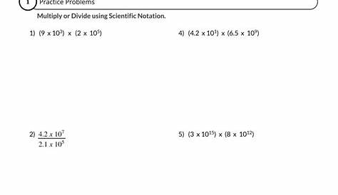 scientific notation multiplication and division worksheets