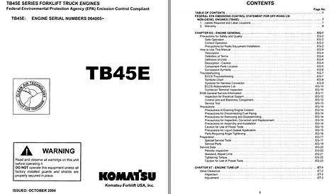 Komatsu Forklift Truck TB45E Series Engine S.N 064005 Service Manual