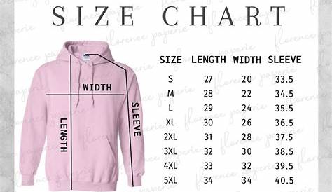 the size chart for a women's zip hoodie sweatshirt with measurements on it
