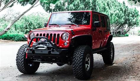 Multiple Exterior Upgrades for Red Jeep Wrangler Rubicon — CARiD.com