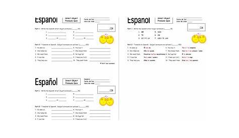spanish 2 direct object pronouns worksheets answers