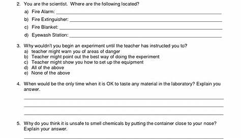 safety in the lab worksheets