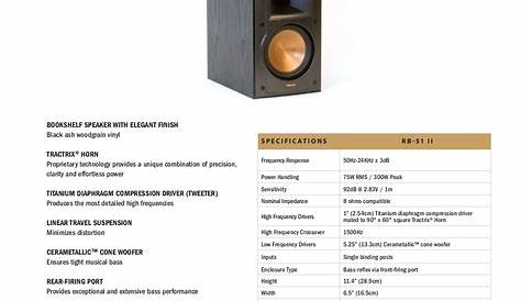 Download free pdf for Klipsch RB-51 Speaker manual