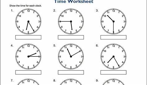5th grade math worksheets: Telling time