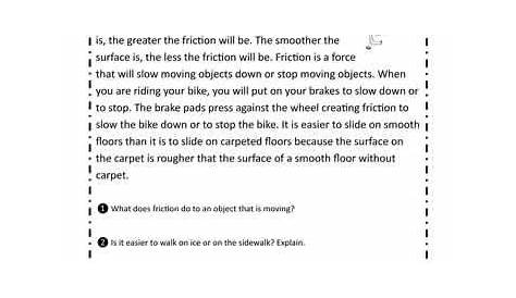 friction worksheet grade 2