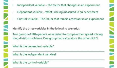 Identifying Variables Worksheet Science Answers