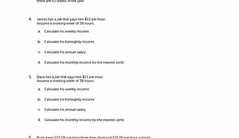 Wages and Salaries Worksheet 1 | Working Time | Salary