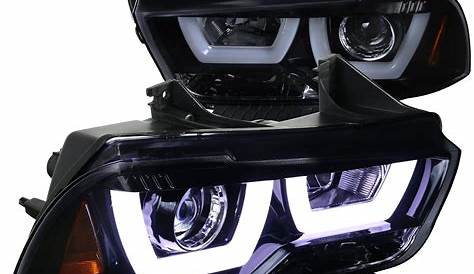 Spec-D Tuning Glossy Black Led Dual Halo Projector Headlights for 2011