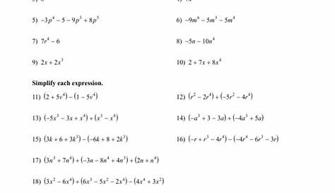 Polynomial Worksheet | Algebra | Abstract Algebra
