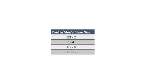 youth soccer socks size chart