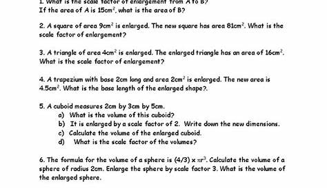scale factor worksheets 7th grade with answers