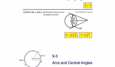 worksheet central angles and arcs