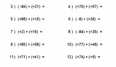 Integers Worksheets | Dynamically Created Integers Worksheets | Subtracting integers worksheet