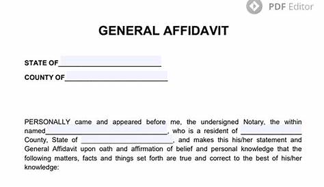 Sample of Affidavit Form 📝 | Free General Affidavit Template