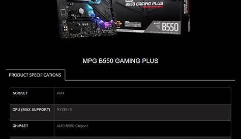 MSI MPG B550 GAMING PLUS ATX Motherboard