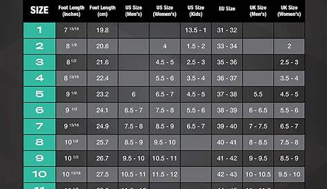 ice skate shoe size chart