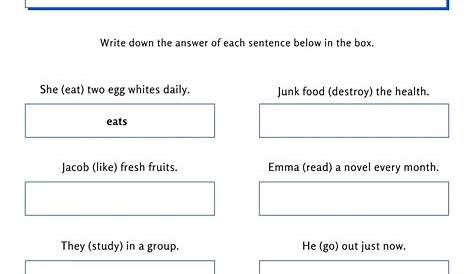 verb present tense worksheet