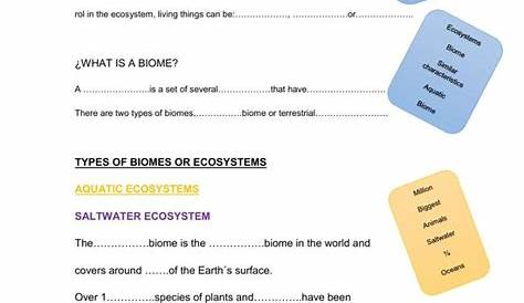 Biomes and ecosystems worksheet | Ecosystems, Biomes, Videos tutorial