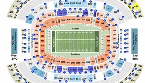 AT&T Stadium Seating Chart with Row, Seat and Club Details