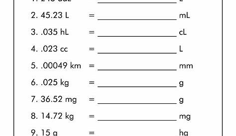 12 Measuring Units Worksheet Answer Key - Free PDF at worksheeto.com