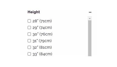 walking stick height chart