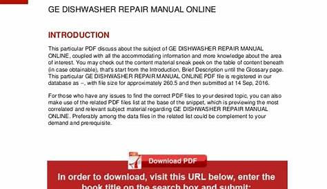 ge dishwasher owners manual