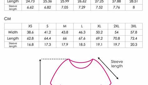 women's t shirt size chart