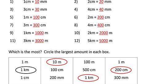 metric conversions worksheet with answers