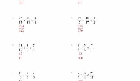 mixed operations fractions worksheet