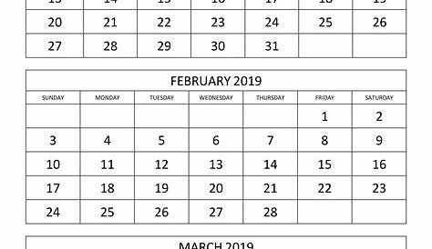 Printable Calendar 3 Months