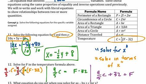 34 Literal Equations And Formulas Worksheet - support worksheet