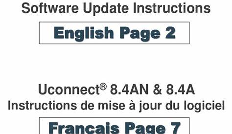 Uconnect 8.4AN & 8.4A Software Update Instructions: English Page 2