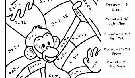 multiplication facts coloring worksheet