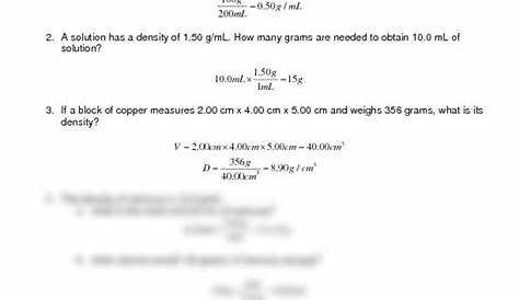 Density Worksheet Answers Chemistry — db-excel.com