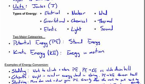 what is energy worksheet answers