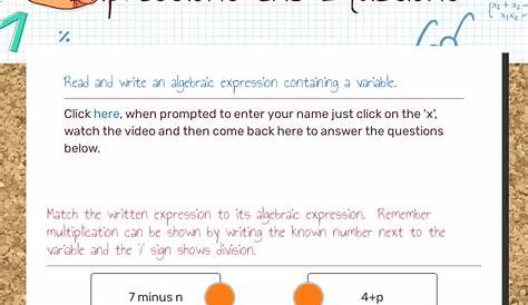6th Grade Algebraic Expressions Worksheet