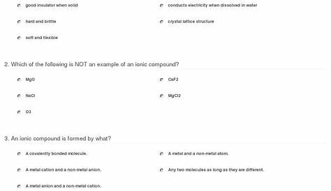 ionic bonding and ionic compounds worksheets answers