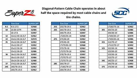 security chain company tire chains size chart