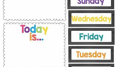 Days of the week | Preschool charts, Preschool classroom labels