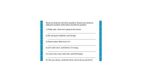 Add the Quotation Marks Worksheet | Punctuation Worksheets