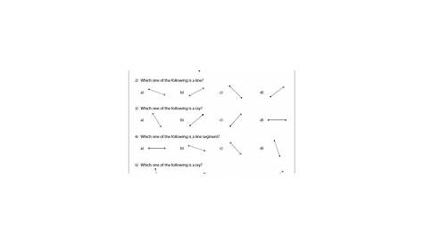 points lines segments and rays worksheets