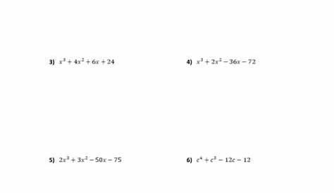 Factoring Worksheet (Factor by Grouping, review trinomials, GCF