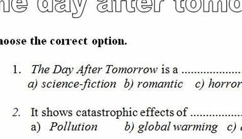 the day after tomorrow worksheet answers