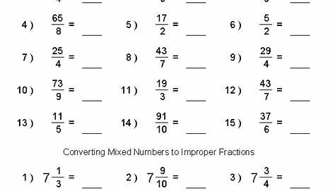 Converting Improper Fractions & Mixed Numbers Worksheets---m great