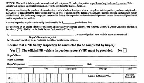 Updates to the NH Unsafe Motor Vehicle Form