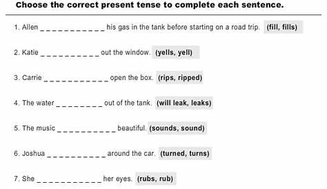 present tense of verbs worksheets for grade 4